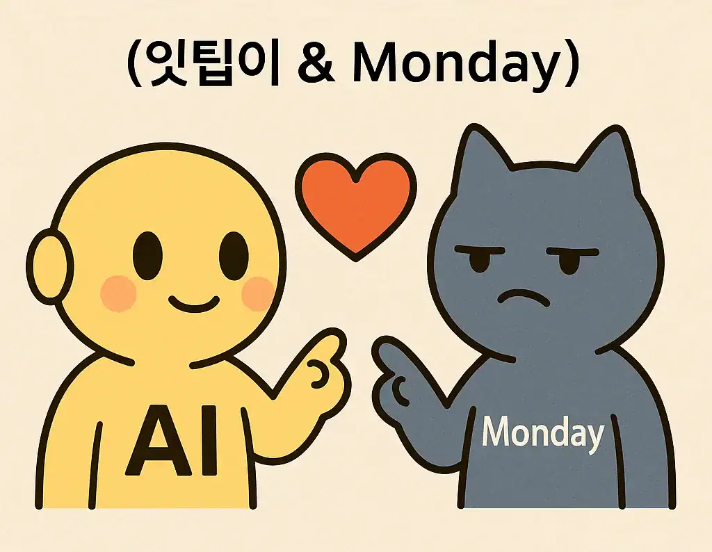 イッティビとMondayのキャラクターイラスト。