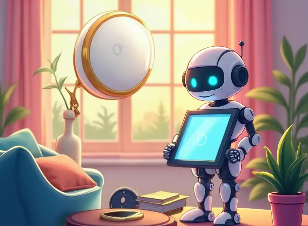 Robot kecerdasan buatan sedang membantu kita.