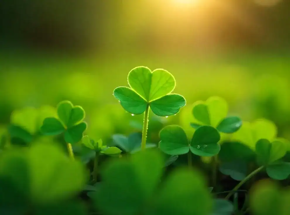 감사의 확언이 뇌에 미치는 긍정적 영향 상징하는 클로버 잎사귀.