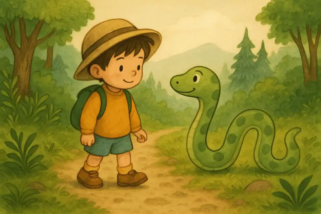 용기와 우정을 나누는 소년과 뱀의 따뜻한 만남.