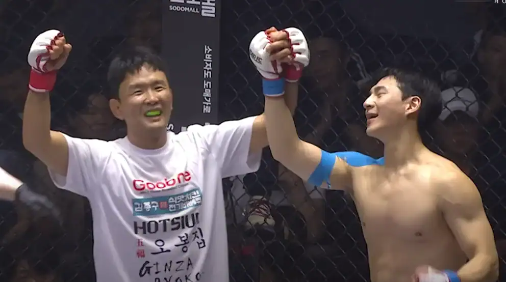 Two players sharing joy after a match on a YouTube channel.