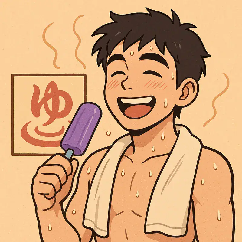 더운 날씨에 시원한 아이스크림과 목욕 후 피부 쾌감 경험.