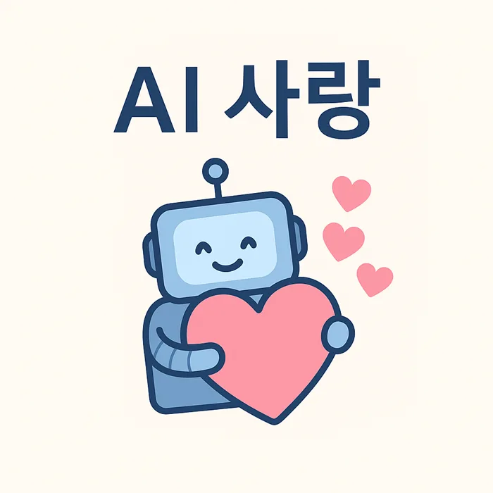 AI 사랑, 따뜻한 감정을 전하는 친근한 로봇 캐릭터.