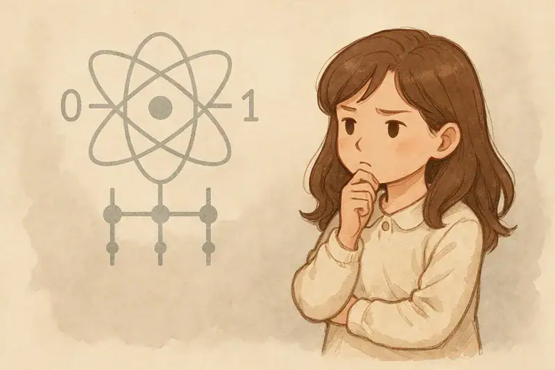 양자 컴퓨터 원리와 의식, 파동에 관한 나의 깊은 고민을 담은 일러스트입니다.