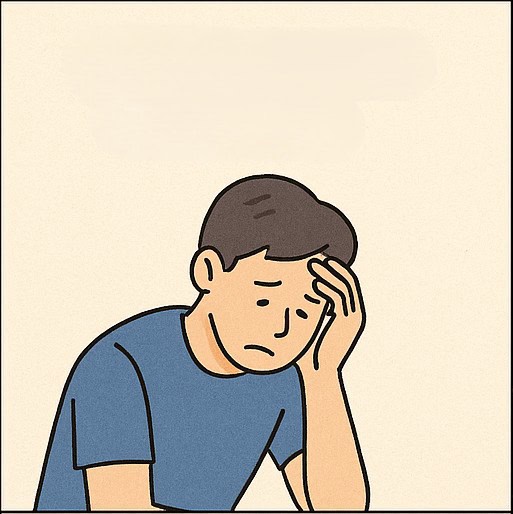 스트레스를 많이 받아 힘들어 보이는 남성의 일러스트.