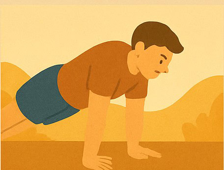 푸쉬업을 하는 서준 캐릭터.