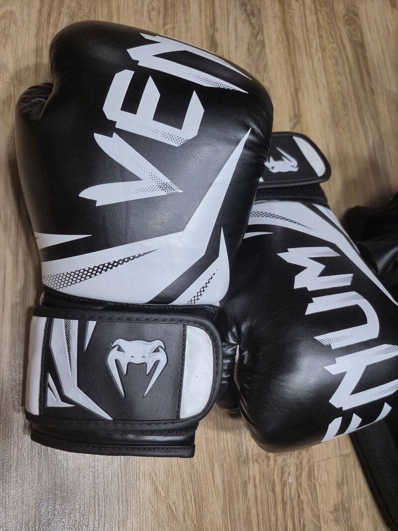 Venum Gloves Black and White Design.
