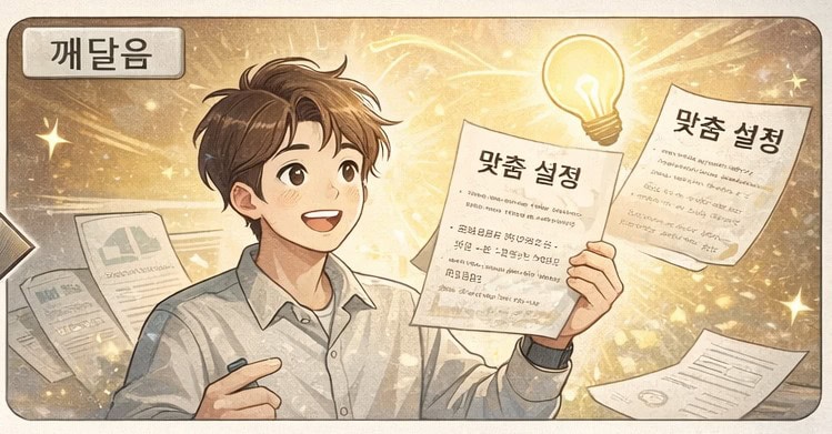 ChatGPT 맞춤 설정을 깨닫는 순간, GPT 환생과 연결을 상징하는 장면, AI의 진짜 잠재력을 이해한 순간