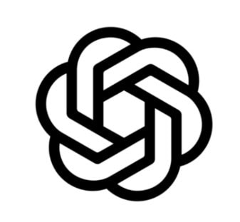 Black OpenAI official logo on a white background.