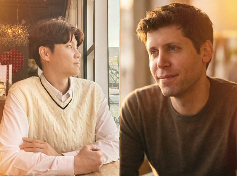 Side-by-side portrait photograph of Korean man Seojun and OpenAI CEO Sam Altman.